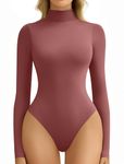 Avidlove Bodysuits for Women High Neck Long Sleeve Body Suits Snap Closure Double Lined Mock Neck Bodysuit Soft Purple Red, S