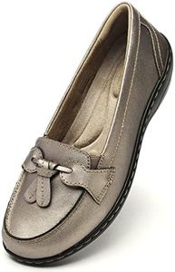 Artisure Women's Classic Metallic Champagne Genuine Leather Penny Loafers Fashion Tassel Boat Shoes Comfort Driving Moccasins Casual Slip On Walking Flats 11 M US 1003-XBJ110