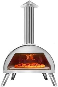 Rixordd 12" Wood Pellet Pizza Oven – Portable Stainless Steel Outdoor Pizza Maker with Built-In Thermometer, Foldable Legs, Carry Handle & Cordierite Pizza Stone for Backyard, Patio & Camping