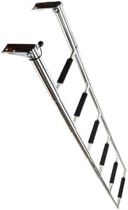 MARINE CITY 304 Grade Stainless Steel Foldable Boat Telescoping Drop Ladder Non-Slip Rubber for Marines – Boats (6 Step)