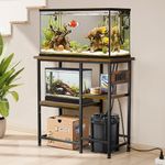20-29-37 Gallon Fish Tank Stand with Power Outlet, Metal Aquarium Stand with Height-Adjustable Stoarge Shelves, 6-Leg Reptile Tank Stand, 400lbs Capacity