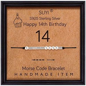 Suyi Cadeaux d'anniversaire pour Les Filles Morse Code Bracelet en Argent Sterling Bracelet Anniversaire Bbijoux 14 Ans Cadeaux pour Elle 14