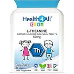 Health4All Kids L-Theanine 50mg 90 Tablets. Focus for Children. Supports Attention & Concentration. Natural Orange Flavour Chewable L-Theanine. Vegan