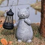 INLOMEM Solar Cat Garden Figurine L