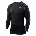 TCA Boys Pro Performance Compression Shirt Long Sleeve Top Compression Tops for Boys Base Layers Boys - Black, 10-12 Years