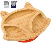 bamboo bamboo Baby Plate and Toddler Plate, Suction Plate for Feeding and Weaning, Bamboo Fox Plate with Secure Suction, Suction Plates for Babies from 6 Months (Fox, Orange)