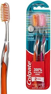 Colgate Slim Soft Advanced Manual Toothbrush, Value 2 Pack, Ultra Soft Bristles