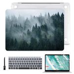 Batianda Laptop Case for MacBook Air 13 2020 2019 2018 with Touch ID & Retina (A2337 A2179 A1932) Floral Series Clear Hard Shell with Keyboard Cover Screen Protector for New Mac Air 13.3 inch, Forest