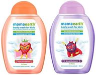 Mamaearth Brave Blueberry Body Wash For Kids With Blueberry & Oat Protein - 300 Ml & Super Strawberry Body Wash For Kids With Strawberry & Oat Protein 300 Ml