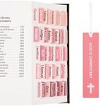 Morjor Bible Tabs for Women and Men, Pink Theme, 75 Large Print Bible Tabs & 1 Bookmark, Laminated Bible Book Tabs for Study Bible, Easy Navigation, Easy-to-Read Sans Serif Type