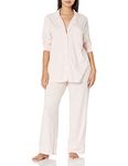 Amazon Essentials Women's Cotton Modal Long-Sleeve Shirt and Full-Length Bottom Pajama Set (Available in Plus Size), Pale Pink, Small