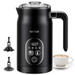 KIDISLE 4 in 1 Milk Frother, Electric Milk Steamer with Temperature Control, Automatic Warm and Cold Foam Maker for Coffee, Latte, Hot Chocolate, Cappuccinos, Macchiato, Black