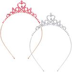 Chuangdi 2 Pieces Crystal Tiara Princess Crystal Headband Heart Rhinestone Tiara Crown for Women Wedding Birthday Party(Classic Style)