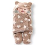 BRANDONN Baby Blanket New Born Pack of Wearable Swaddle Wrapper Security Blanket for Kids for 0-6 Month Babies (Beige Stars, 70 cm x 70 cm)