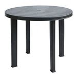 URBNLIVING 90cm Round Black Outdoor Bistro Drinks Table Plastic Garden Patio Dining Furniture Outdoor Side Table