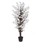 Leaf Design UK Realistic Artificial Flower Plant Tree, Twist White, 120cm