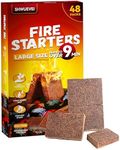 Shwuevei Natural Fire Starter Squares - 48 Pcs Rapid Ignition for Campfire, Grill, Fireplace & BBQ - Water Resistant, Odorless, Large Square - 7-9 Minute Burn Time