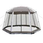 HYPER VENTURE Screen House 13x13 Feet Octagonal Mesh Canopy Camping Gazebo Shelter Tent for 8-10 People Outdoor Party Activities, Grey