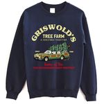 Griswold's Tree Farm Sweatshirt - Christmas Vacation Sweater, Holiday Movie Crewneck, Navy, 5X-Large