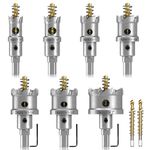 TCT Hole Saw Drill Bit Set, 9pc 3/4” to 2” Heavy-Duty Tungsten Carbide Teeth Hole Saws Kit for Stainless Steel Hard Metal Plastic Wood, 1” Cut Depth, with Detachable Pilot Drill Bits, Allen Wrench