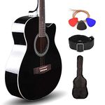 Kadence Frontier Series,Black Acoustic Guitar With Die Cast Keys Combo (Bag,strap,strings and 3 picks)