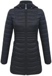 Women Ultralight Padded Puffer Jacket Coat With Detachable Hood Lightweight Outwear Clothing Black L