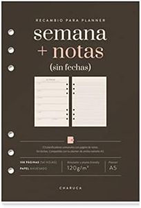 Recambio agenda Charuca semanal + notas sin fechas. A5