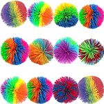 HYMONA 12 PCS Monkey Stringy Balls Paddle Ball Size of 2.7 inches Stress Relief Balls Colorful Bouncy Fitness Shuttlecock Balls