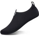 L-RUN Women Men Water Shoes Non-Slip Quick Dry Swim Barefoot Beach Aqua Pool Socks Mesh Black, 8.5-9.5 Women/7-7.5 Men