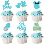 24Pcs Oh Baby Cupcake Toppers Blue 