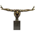 Kare Design Deco Figure Athlete, Bronze, Home Decor, Sculpture, Giftidea, Accessoires, Real Marble Base, 52x75x23cm (H/W/D)