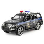 FEXXA 1:32 Scale Exclusive Alloy Metal Pull Back Die-cast Car Model with Sound Light Mini Auto Toy for Kids Metal Model Toy Car with Sound and Light? (POLICE CAR - PAJERO-BLACK)