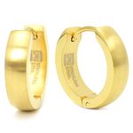 Stainless Steel Curved Face Round Hoop Earrings Brush Gold 16mm Diameter