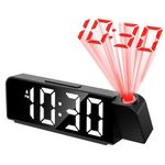 Projection Clocks For Bedrooms,Digital Clock with 180° Rotatable Projector,Projector Clock on Ceiling,Bedside Projector Clock with Temperature,Alarm Clock Projector for Bedroom with Dimmer