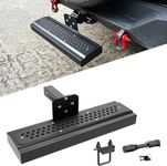 Hitch Step 2 inch Receiver, Adjustable Heavy Duty Hitch Step 4 inch, Rear Bumper Protector with Trailer Hitch Lock & U-Bolts Stabilizer, Rear Hitch Steps for Pickup Truck, SUV, Sedans