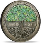 Rooted in Christ The Lord is My Rock, My Fortress, My Deliverer Faith-Based Christian Challenge Coin Bible Verse Gift (Single Coin)