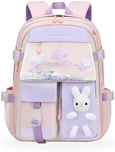 Ynport Crefreak Cute Bunny School Sac à dos Pour Filles Grande Capacité Esthétique Sac d’école Déperlant Kawaii Bookbags pour les élèves de la 1re à la 6e Année， Rose