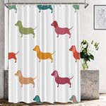 Shrahala Cute Dachshund Decorative Shower Curtain, Dog Small Puppies Textile Animal Hunter Bathroom Décor Polyester Fiber Waterproof With Plastic Rings for Shower Stall Bathtubs 72 x 72 in