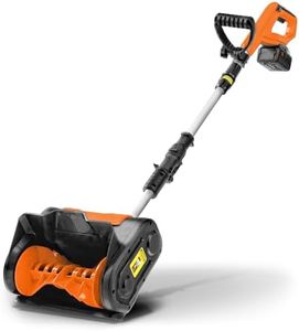 SuperHandy Snow Thrower Power Shovel 4Ah DC 20V Upgraded Design, Cordless Rechargeable, Lightweight 10" in. Width 5" in. Depth, 25' ft Throwing Distance, 300 lbs per Min