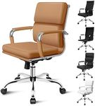 ALFORDSON Office Chair with Height Adjustable SGS Listed Gas Lift, PU Leather Home Ergonomic Desk Chair with Removable Armrest Cover, Padded Computer Chair for Gaming, Max 150kg(Mid Back Esmae Brown)