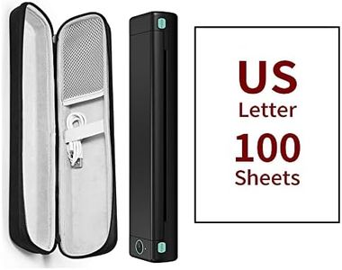 Phomemo Portable Printer - Wireless for Travel, Compatible With iOS, Android & Laptop, Mini Bluetooth Mobile Thermal Printer With 1 Case & 100 Sheets Thermal Papers