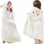 HUOCAI Premium Hooded Towels For Kids 28x55 inch | Kids Bath Towel | little sheep design | Ultra Soft and Extra Large | 100% Cotton Childrens Swimming/Bath Towel with Hood for 0-5 years（white）