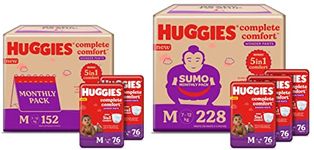 Huggies Unisex Wonder Pants, Monthly Box Pack Diapers, Medium, 152 Count & Wonder Pants, Sumo Monthly Box Pack Diapers, Medium, 228 Count