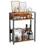 IBUYKE Narrow Side Table with Storage Shelf, 3 Tier End Table,Small Nightstand with Magazine Rack,Telephone Table for Small Spaces,for Living Room, Bedroom, Sofa, Brown TMZ001H