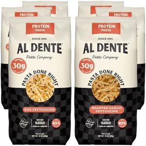 Al Dente Carba-Nada Variety Pack – Lower Carb, High Protein Pasta. Includes Egg Fettuccine & Roasted Garlic Fettuccine. Keto-Friendly, Artisanal, Non-GMO, Cage-Free Eggs, 10oz Bags (Pack of 6).
