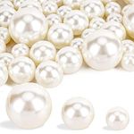 Round Beads for Vase Filler, Suream 100PC No Hole Faux Assorted Floating Pearls with 2300PC Water Gel Beads for Table Scatters, Candle Centerpieces, Birthday, Home Decoration 14/20/30mm (Ivory)