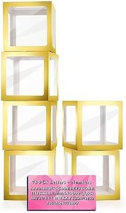 Baby Boxes with Letters, 6 Transparent Balloon Boxes with 78 Letters & Numbers, Clear Name Boxes for Baby Shower Birthday Bridal Wedding Gender Reveal Party Decorations Backdrop, Gold