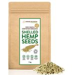 1KG Raw Organic Shelled/Hulled Hemp Seeds Hearts Healthy Vegan Snack Rich in Plant-Based Protein, Omega 3&6, Amino Acids & Minerals, Gluten-Free Superfood, in Eco-Friendly Resealable Pouch, Premium Q