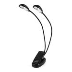 sourcing map Twin Flexible Arm Clip-on USB 2x3 LED Light Desk Lamp for Laptop Black