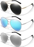 BOTPOV Aviator Sunglasses for Men Women Polarized UV400 Protection Mirrored Lens Metal Frame with Spring Hinges